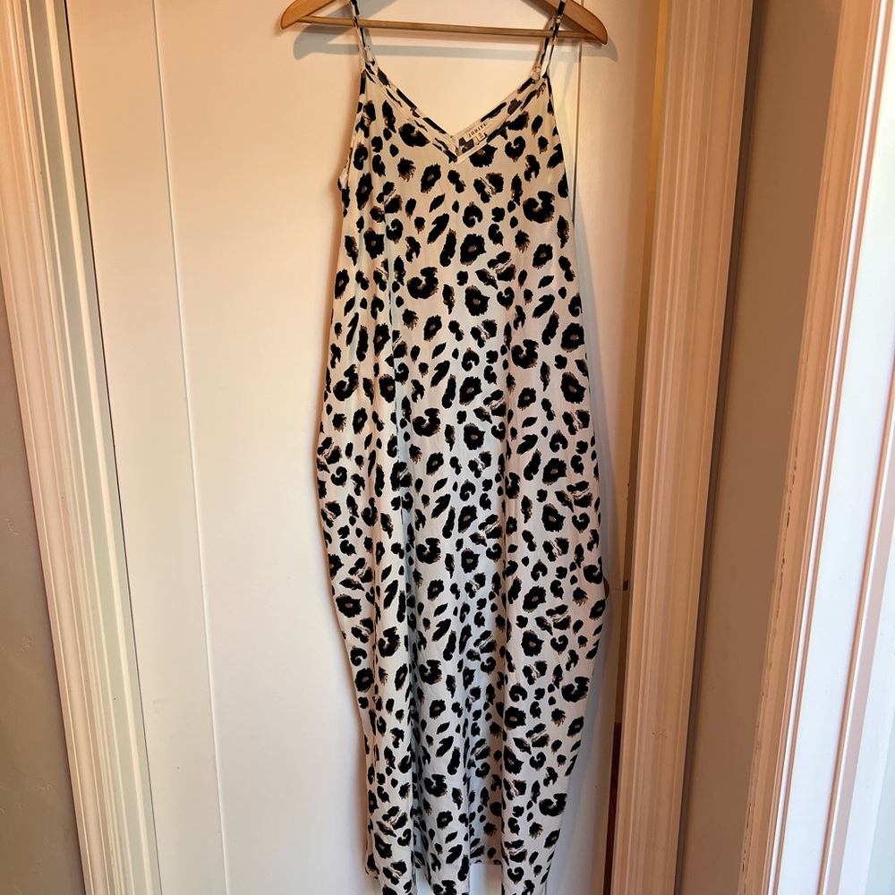 JODIFL Maternity Black and White Leopard Print Maxi Dress